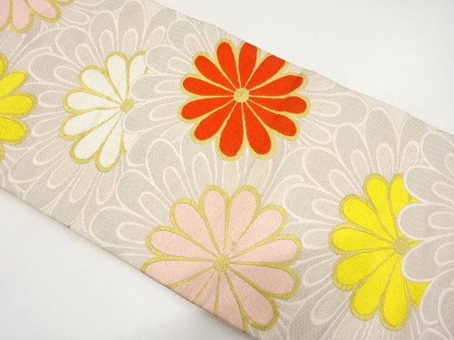 JAPANESEKIMONO / ANTIQUE ALL-CHRYSANTHEMUM PATTERN WOVEN NAGOYA OBI (W